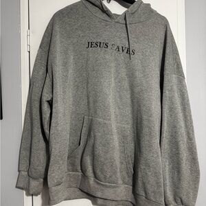 SHEIN Heather Gray Hoodie with Inspirational Text